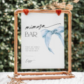 ミモサバーサインと埃っぽいブルーボウブライダルシャワー 台座サイン