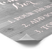 ミモサバーサインピンクウォーターカラーフラワーズウッド ポスター (角)