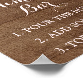 ミモサバーサインピンクウォーターカラーフラワーズウッド ポスター (角)