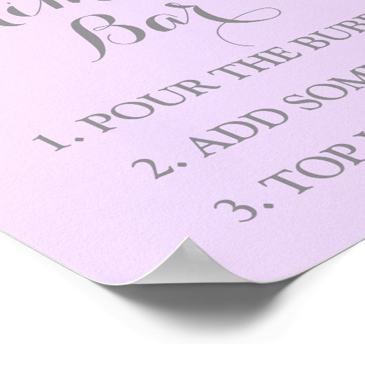 ミモサバーサインピンクウォーターカラーフラワーパープル ポスター (角)