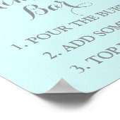 ミモサバーサインピンクウォーターカラーフラワーブルー ポスター (角)