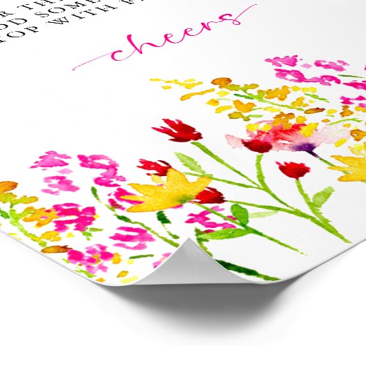 ミモサバーサインワイルドフラワーブライダルシャワーフローラ ポスター (角)