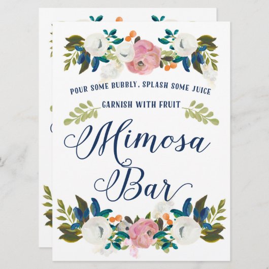 ミモサバーブライダルシャワー標識 招待状 (正面/裏面)