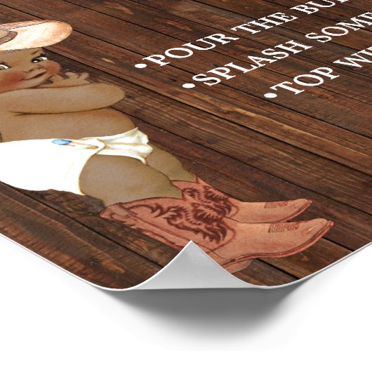 ミモサバーモモザバーオウムカウボーイベビーシャワーサイン ポスター (角)