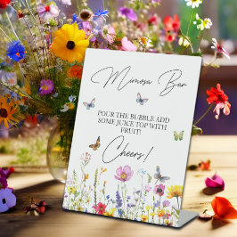 ミモサバーワイルドフラワーズ蝶ブライダルシャワー 台座サイン