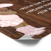 ミモサバー桃佐バーオウム女性のカーボーイベビーシャワーサイン ポスター (角)