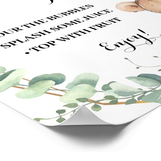 ミモサバー桃佐バーベアーグリーンベイビーシャワー ポスター (角)