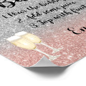 ミモサバー標識 |シルバーモダンバラ金ゴールドグリッター ポスター (角)