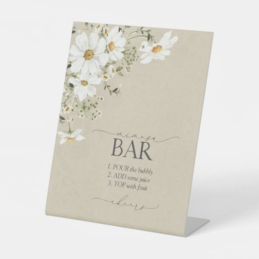 ミモサバー素朴ウォーターカラーデイジーブライダルシャワー 台座サイン (正面)