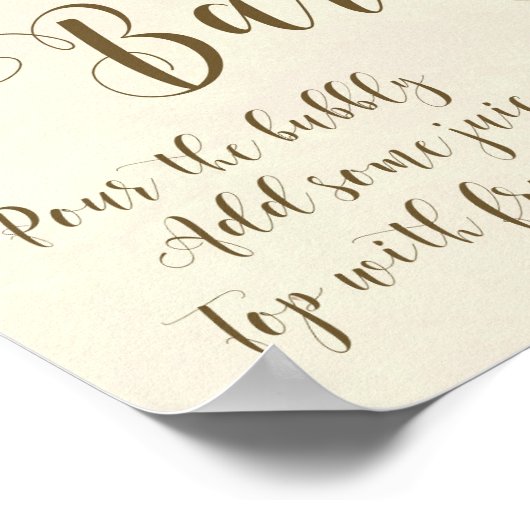 ミモサバー結婚のサインアイボリー花模様 ポスター (角)