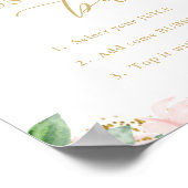 ミモサバー、ピンクと金ゴールドフローラブライダルシャワー ポスター (角)