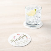 ミモサピンクブライダルシャワーサンキュー紙吹雪 ラウンドペーパーコースター (インサイチュ)