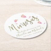 ミモサピンクブライダルシャワーサンキュー紙吹雪 ラウンドペーパーコースター (アングル)