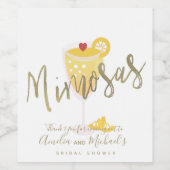 ミモサブライダルシャワーサンキューユー金ゴールド黄 ワインラベル (シングルラベル)