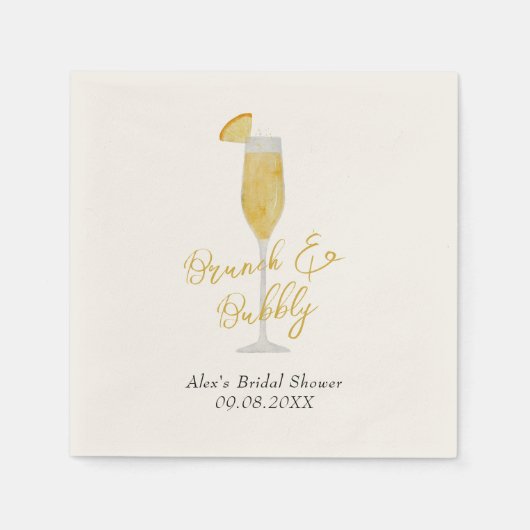 ミモサブランチカクテルガラスブライダルシャワー スタンダードカクテルナプキン (正面)