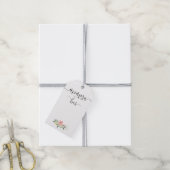 ミモサボトルラベルとピンクの赤面ブーケ ギフトタグ (より糸付き)