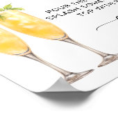 ミモサミニマルバーモダン書道結婚のサイン ポスター (角)