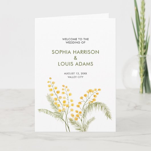 ミモサ水彩花結婚式プログラム プログラム (正面)