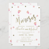 ミモサ紙吹雪ピンクブライダルシャワー招待 招待状 (正面/裏面)