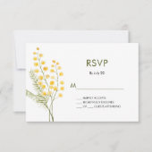 ミモサ素朴花イエローウェディングrsvpカード 出欠カード (正面)