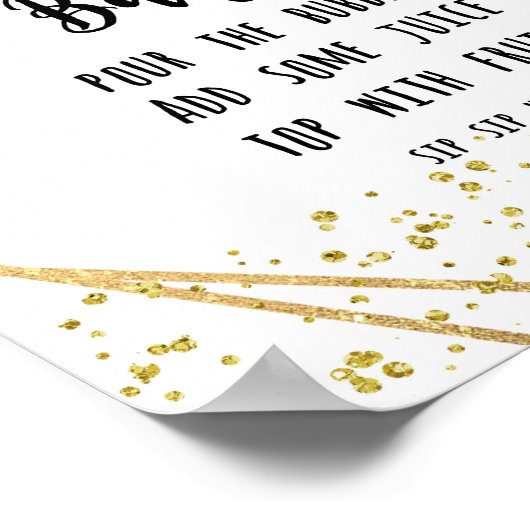 ミモサ結婚バー徴候フェイク金ゴールド紙吹雪 ポスター (角)