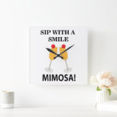 ミモサ酒とミモサスマイル スクエア壁時計 (ホーム)