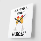 ミモサ酒とミモサスマイル スクエア壁時計 (傾斜)