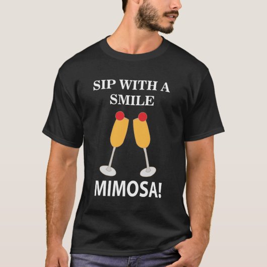ミモザでほほ笑む Sip With A Smile ミモザ Tシャツ (正面)