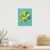 ミモザのモダンイエロー フラワーアート ポスター (キッチン)