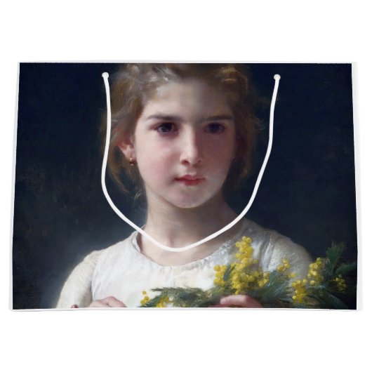 ミモザの少女、ブグロー ラージペーパーバッグ (正面)