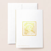 ミモザの帽子をかぶったヴィンテージの少女 箔カード (裏面封筒付き)