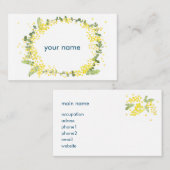 ミモザの水彩イラスト 名刺 (正面/裏面)