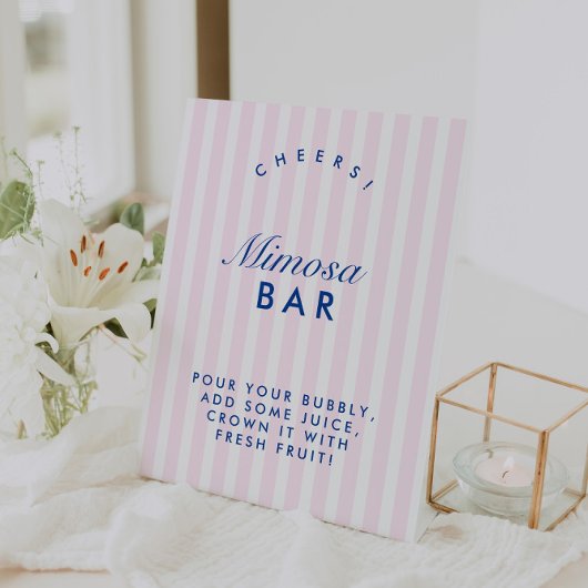 ミモザバー レトロ ネイビー＆ピンク ブライズメイド 台座サイン