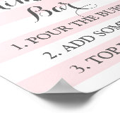 ミモザ バー サイン ピンクの花 ストライプ (角)