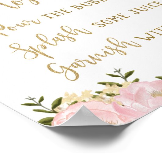 ミモザ バー サイン ブラッシュ ピンク ゴールド フラワーの結婚式 (角)