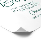 ミモザ バー 乾杯 モダン エメラルド グリーン スクリプト ポスター (角)