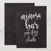 ミモザ バー 黒板 結婚式 ウェルカムサイン お手頃 招待状 (正面/裏面)