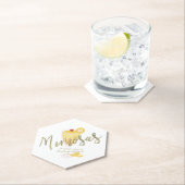 ミモザ ブライダルシャワー 感謝祭 ゴールド イエロー ペーパーコースター (インサイチュ)