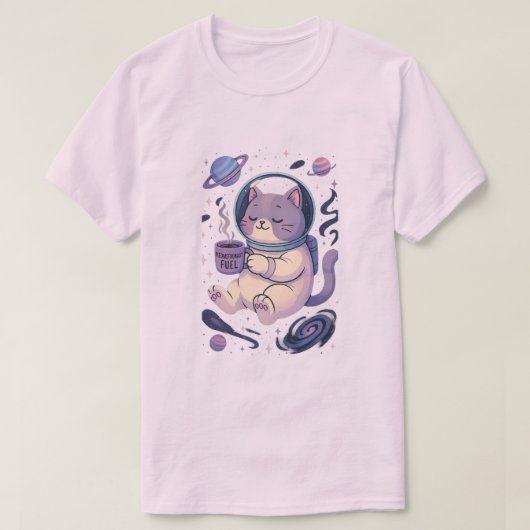 ミャウストロナウツ フューエル - かわいい宇宙ネコデザイン Tシャツ (デザイン正面)