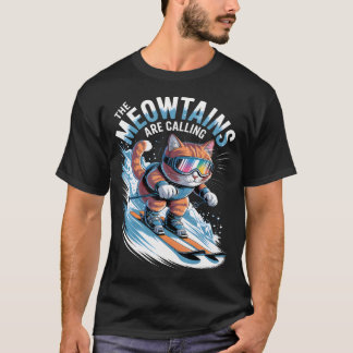 ミャウテインズが呼んでいる スキーヤー 滑稽 スキー Tシャツ