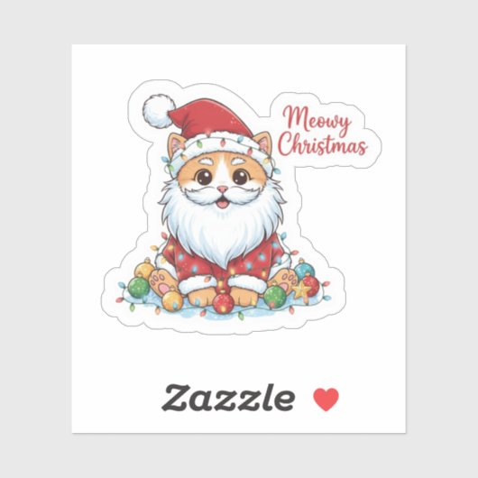 ミャオウィークリスマス サンタ帽をかぶった遊び心のある猫 ホリデー シール (シート)