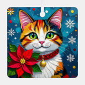 ミャオクリスマスおめでとう | 猫モチーフ メタルオーナメント (正面)