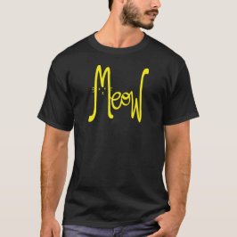 ミャオ ミニマル イエロー モダン スクリプト 猫のパパ タイポ Tシャツ