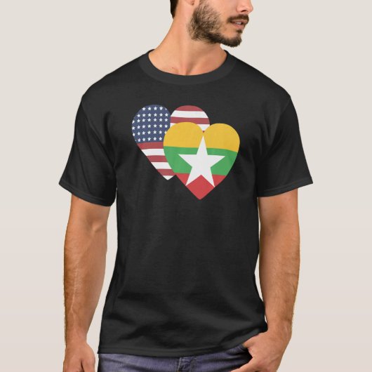 ミャンマーおみやげ女子男性へ国旗 Tシャツ (正面)