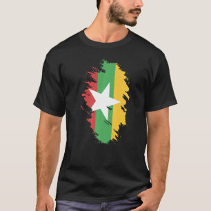 ミャンマーおみやげ女子男性へ国旗 Tシャツ