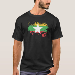 ミャンマーおみやげ女子男性へ国旗 Tシャツ