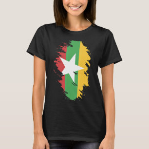 ミャンマーおみやげ女子男性へ国旗 Tシャツ
