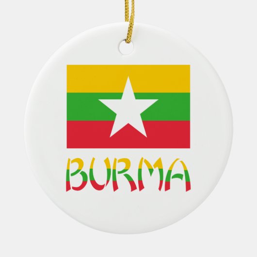 ミャンマーとブルマの国旗 セラミックオーナメント (正面)