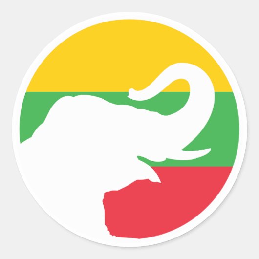 ミャンマーアジア象ビルマ国立動物 ラウンドシール (正面)