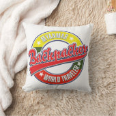 ミャンマーバックパッカーワールドトラベラーロゴ クッション (ブランケット)